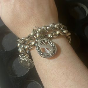 💲ZOE COSTE Rare Vintage, Made In France, Silver Chunky Charm Toggle Bracelet